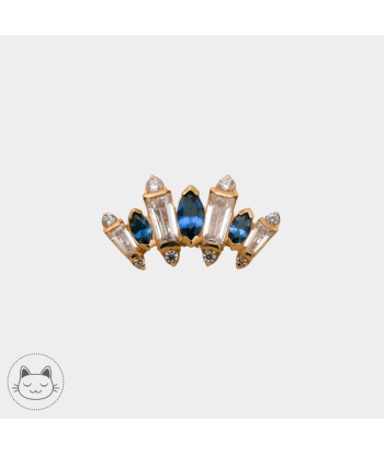 Auris- Cabochon "Iris"- Or jaune et Zircons bleu et blanc. le des métaux précieux