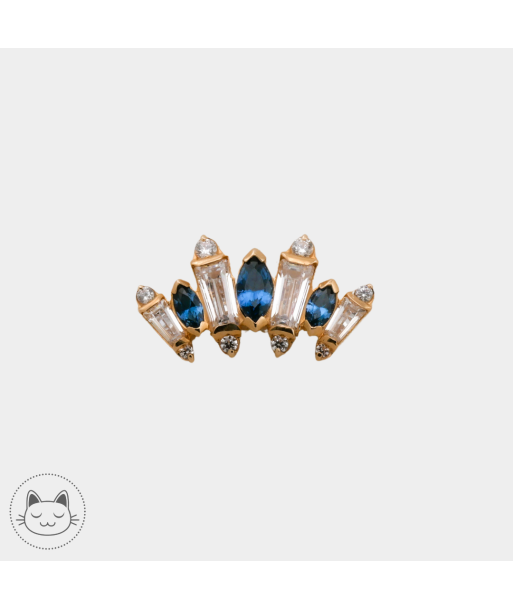 Auris- Cabochon "Iris"- Or jaune et Zircons bleu et blanc. le des métaux précieux