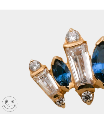 Auris- Cabochon "Iris"- Or jaune et Zircons bleu et blanc. le des métaux précieux