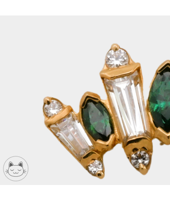 Auris- Cabochon "Iris"- Or jaune et Zircons vert et blanc. à prix réduit toute l'année