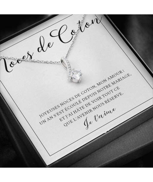 Cadeau Pour Femme, Cadeau Pour Épouse, Cadeau Anniversaire de Mariage, Cadeau 1 An De Mariage, Noces De Coton, Collier Bijoux en linge