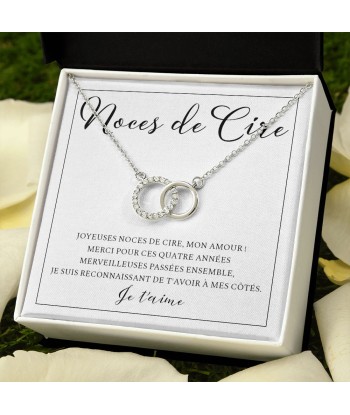 Cadeau Pour Femme, Cadeau Pour Épouse, Cadeau Anniversaire de Mariage, Cadeau 4 Ans De Mariage, Noces De Cire, Collier Bijoux Paris Déstockage Promo