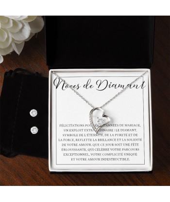 Cadeau Pour Maman Mamie, Cadeau Pour Parents, Cadeau Anniversaire de Mariage, Cadeau 60 Ans De Mariage, Noces De Diamant, Collier Bijoux JUSQU'A -70%! 