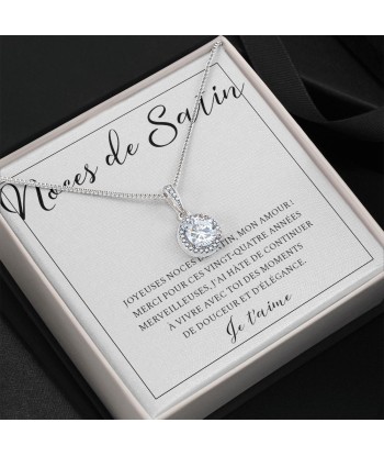 Cadeau Pour Femme, Cadeau Pour Épouse, Cadeau Anniversaire de Mariage, Cadeau 24 Ans De Mariage, Noces De Satin, Collier Bijoux l'achat 