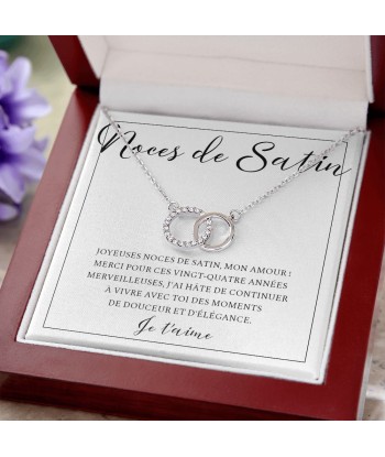 Cadeau Pour Femme, Cadeau Pour Épouse, Cadeau Anniversaire de Mariage, Cadeau 24 Ans De Mariage, Noces De Satin, Collier Bijoux meilleur choix