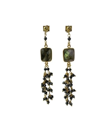 BOUCLES D'OREILLES OREE-LABRADORITE HEMATITES Par le système avancé 