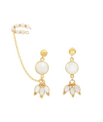 Boucles d'oreilles avec ear cuff-Bangalore-pierre de lune du meilleur 