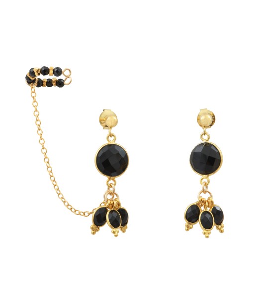 Boucles d'oreilles avec ear cuff-Bangalore- onyx paiement sécurisé