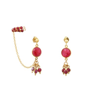 Boucles d'oreilles avec ear cuff-Bangalore- sillimanite rubis chez Cornerstreet bien 