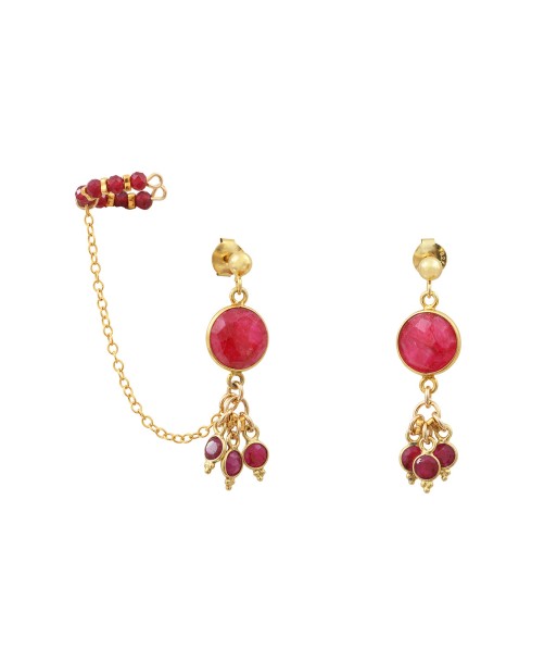 Boucles d'oreilles avec ear cuff-Bangalore- sillimanite rubis chez Cornerstreet bien 