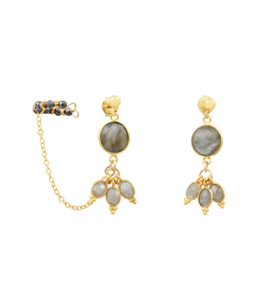 Boucles d'oreilles avec ear cuff-Bangalore- labradorite les ctes