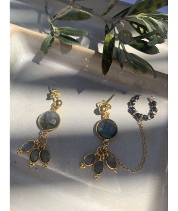 Boucles d'oreilles avec ear cuff-Bangalore- labradorite les ctes