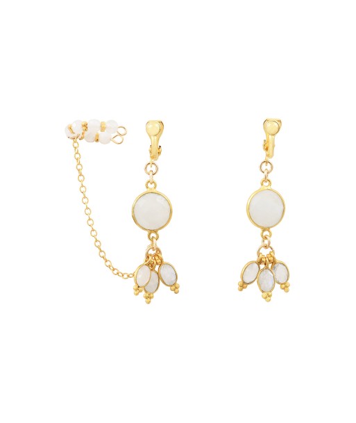 Boucles d'oreilles clips avec ear cuff-Bangalore-pierre de lune Toutes les collections ici