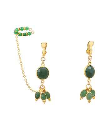 Boucles d'oreilles clips avec ear cuff-Bangalore- aventurine à prix réduit toute l'année