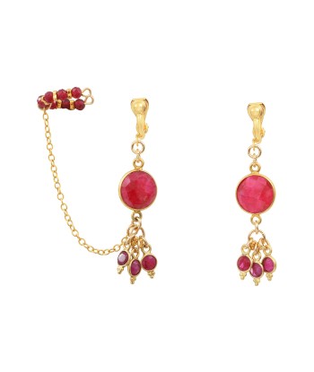 Boucles d'oreilles clips avec ear cuff-Bangalore- sillimanite rubis Venez acheter