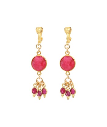 Boucles d'oreilles Clips Pondichéry- sillimanite rubis soldes