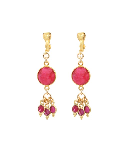 Boucles d'oreilles Clips Pondichéry- sillimanite rubis soldes