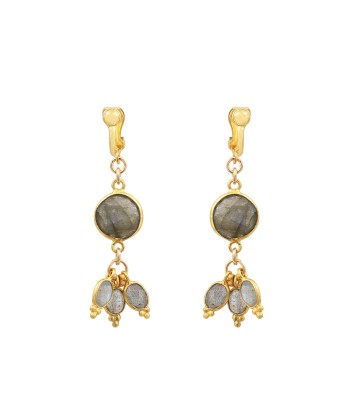 Boucles d'oreilles Clips Pondichéry- labradorite basket pas cher