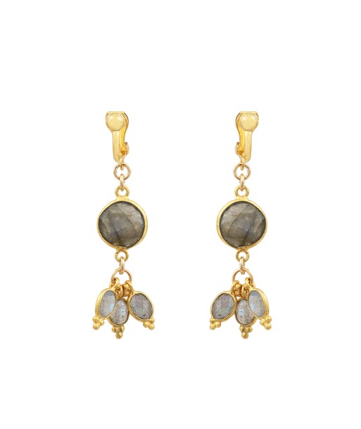 Boucles d'oreilles Clips Pondichéry- labradorite basket pas cher