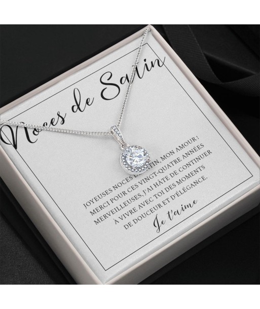 Cadeau Pour Femme, Cadeau Pour Épouse, Cadeau Anniversaire de Mariage, Cadeau 24 Ans De Mariage, Noces De Satin, Collier Bijoux meilleur choix